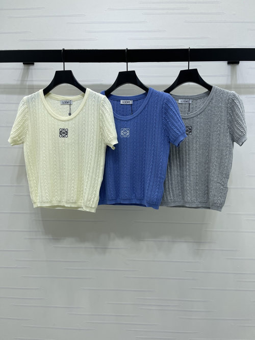 Loewe Premium Custom Wool Knit Short Sleeve with Embroidered Logo