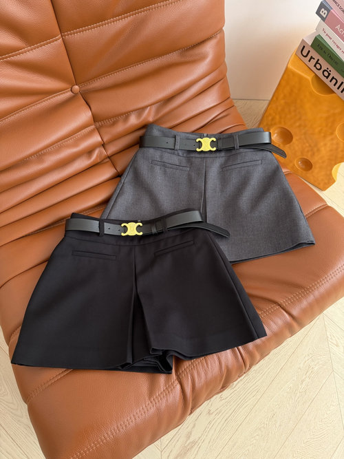 Celine Triumphal Arch Belt Decorated Split Skirt Shorts Combo