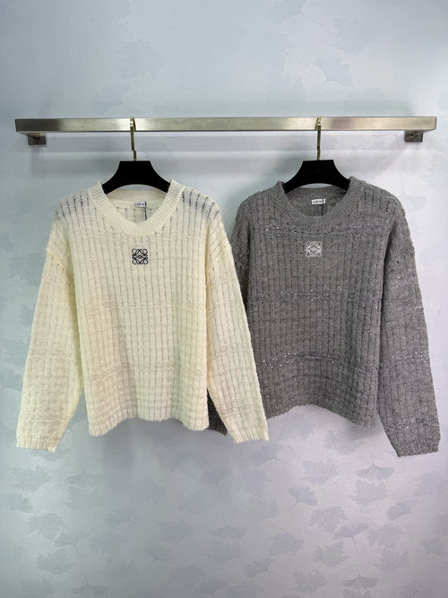 Loewe Stylish Blended Wool Sweater with Details and Logo