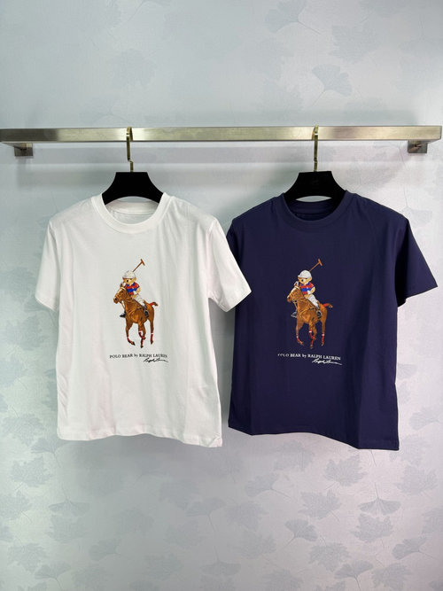 Polo Ralph Lauren Cute Pure Cotton Bear Riding Horse T-Shirt