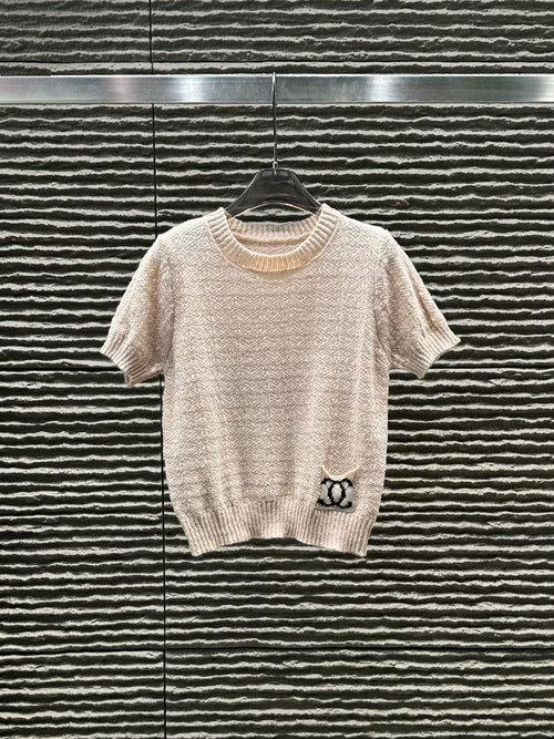Chanel Pocket Decorated Jacquard Knit Short Sleeve
