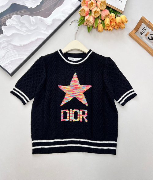 Dior Wool-Cashmere Blend Knitted Short Sleeve with Stars