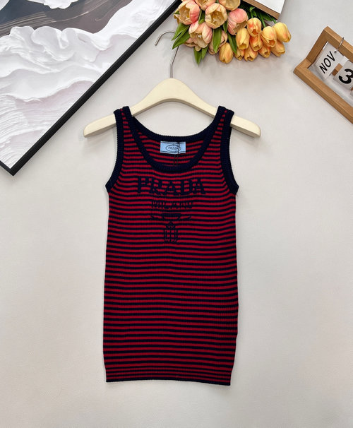 Prada Color-Blocked Logo Knit Vest with Minimalist Fit