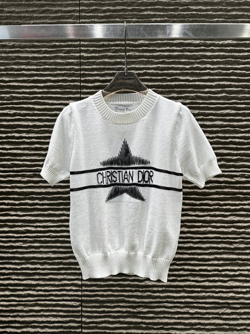 Dior Jacquard Letter Star Knit Short Sleeve