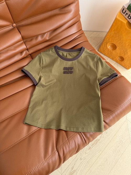 Miu Miu Classic 3D Letter Logo Short-sleeved T-shirt