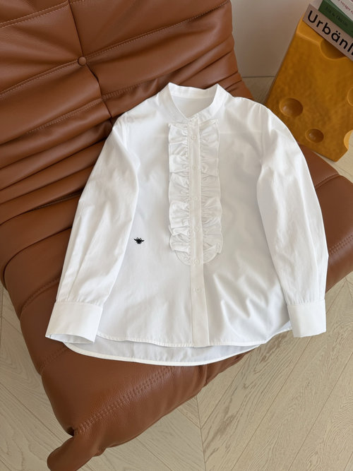 Gucci Bee Embroidery and Lace Trim French Vintage Shirt