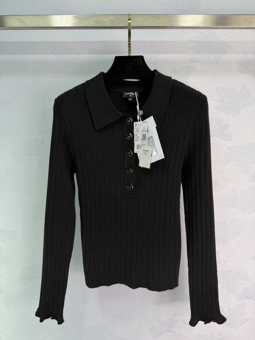 Chanel Slim Fit Classic Black Polo Neck Knitted Sweater