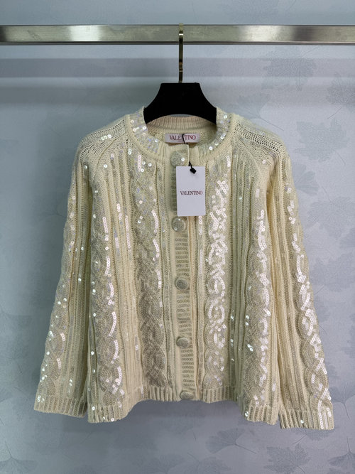 Valentino Sequined Knit Cardigan with Elegant Texture
