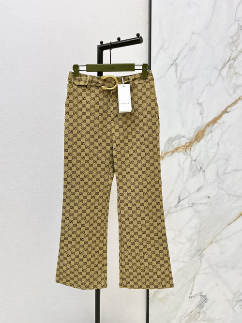 Gucci Classic Jacquard Belted Trousers, High - end Handmade
