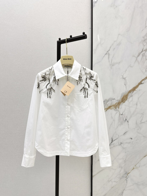 Miu Miu Popular Iris Beaded Stylish Commute-friendly Shirt