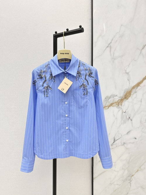 Miu Miu Popular Iris Beaded Stylish Commute-friendly Shirt