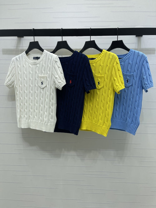 Polo Ralph Lauren Premium Knit Short-Sleeve Sweater with War Horse Design