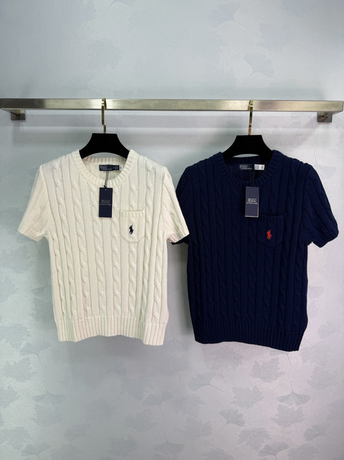 Polo Ralph Lauren Classic Twist Knit Short Sleeve with Horse Embroidery, 100% Cotton