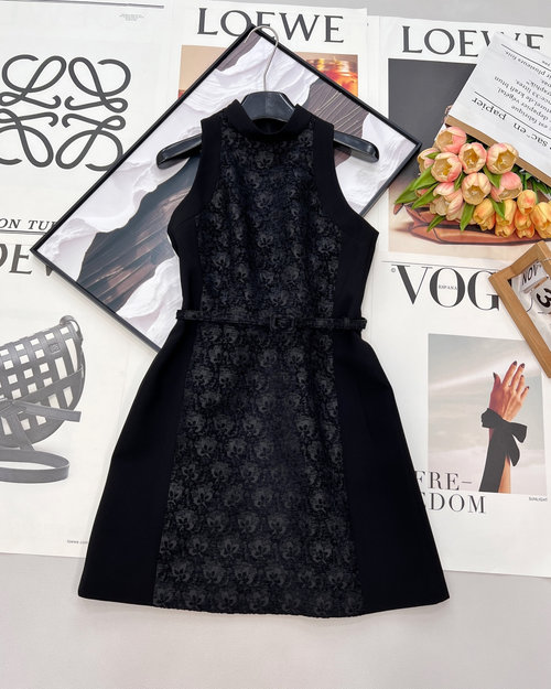 Dior Minimalist Strapless Belted Vest Dress for Any Occasion