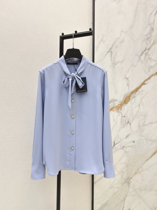 Louis Vuitton Elegant Blue Ribbon Shirt for Workplace & Formal Use