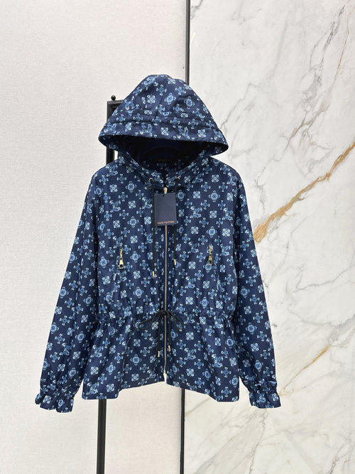 Louis Vuitton Deep Blue Printed Hooded Waistcoat for Daily
