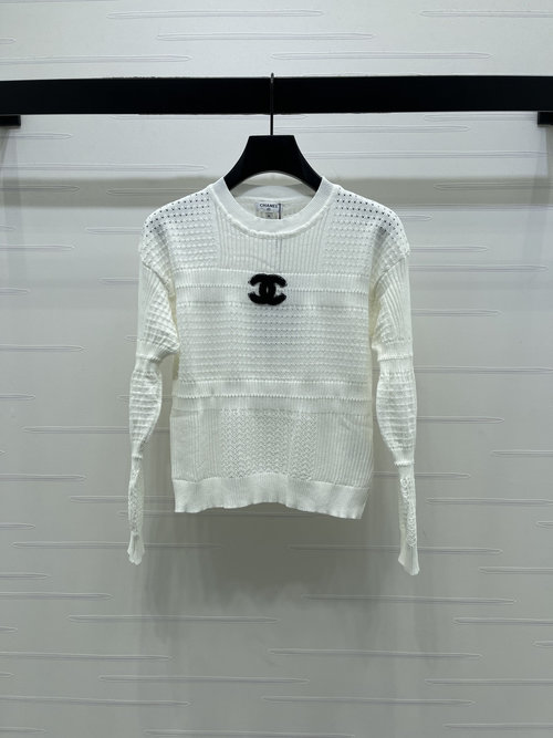 Chanel Hollow Round Neck Knitted Long Sleeve with Logo