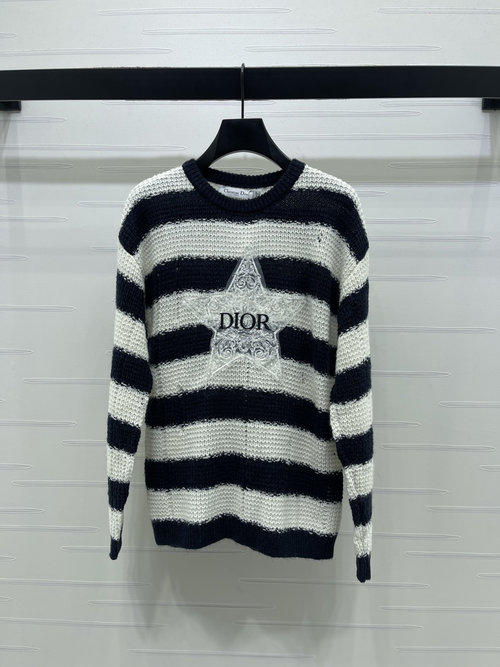 Dior Star Striped Knitted Sweater with Logo