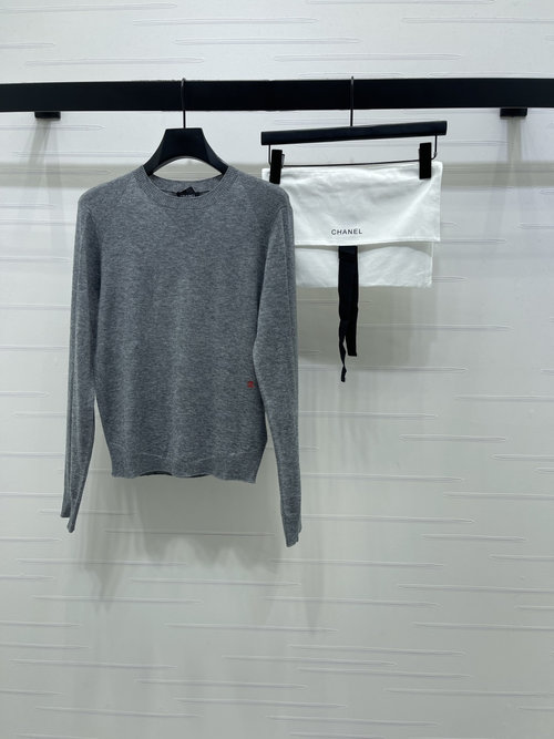 Chanel Spring-Summer Round Neck Embroidered Letter Knitted Long Sleeve