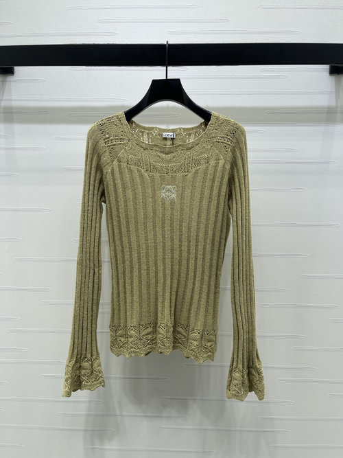 Loewe Early Spring Hollow Knit Long Sleeve with Embroidered Logo