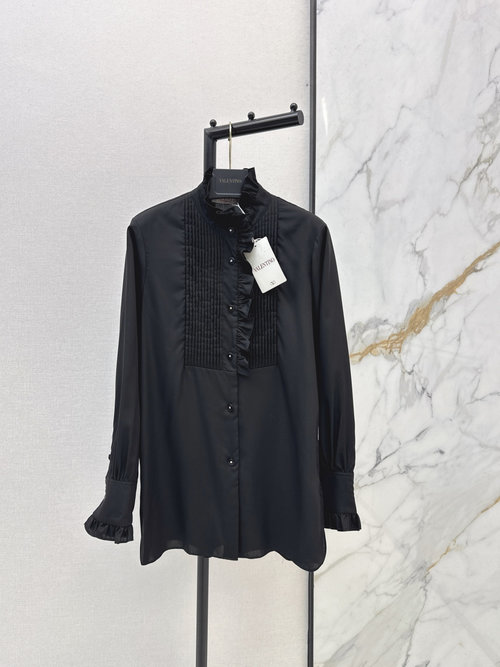 Valentino Ruffled Lace Tencel Shirt with Retro Flair