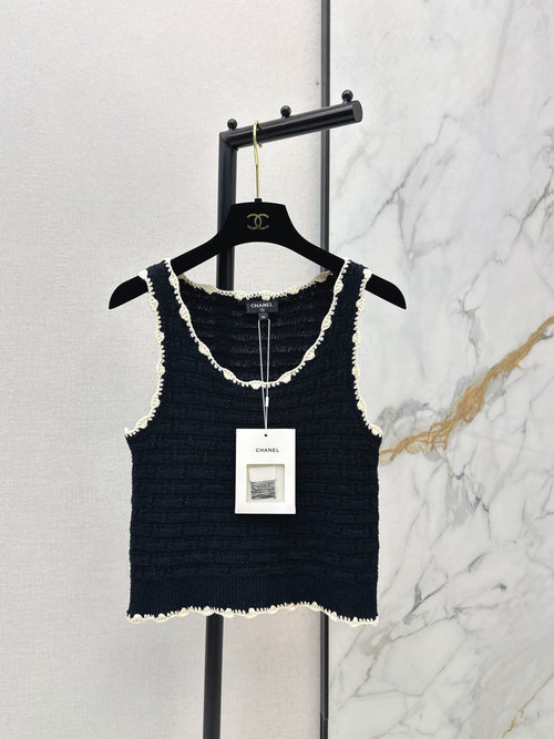 Chanel Handmade Silk Cotton U-neck Vest, Versatile