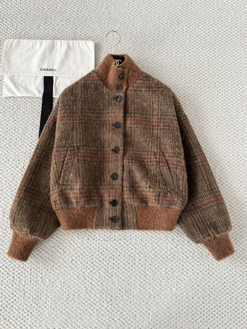 Loro Piana European-Style Stand-Collar Checked Wool Blend Jacket