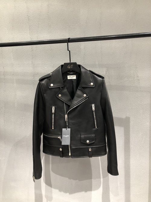 Yves Saint Laurent Classic Sheepskin Motorcycle Jacket for Couples, High-Quality Long-Term Supply