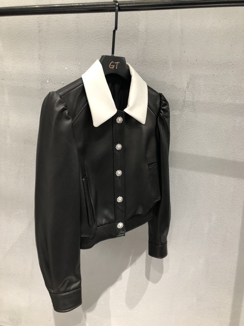 Miu Miu Exquisite Sheepskin Baseball Jacket with Rhinestone Buttons