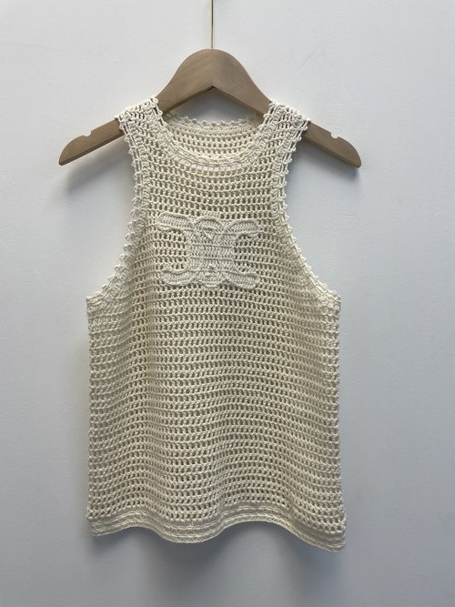 Celine Blogger-Style Handmade Crochet Sleeveless Knit Top