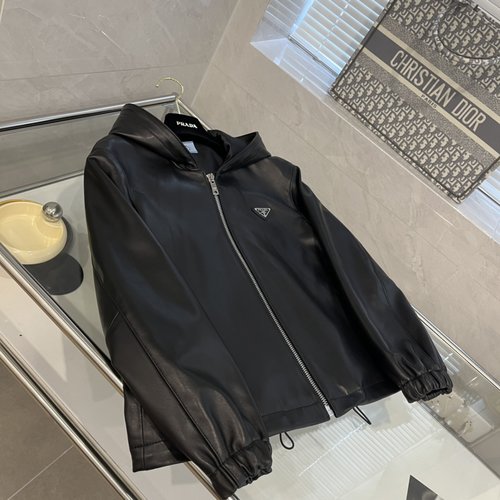 Prada Classic Goat Leather Jacket with Small Triangle Design