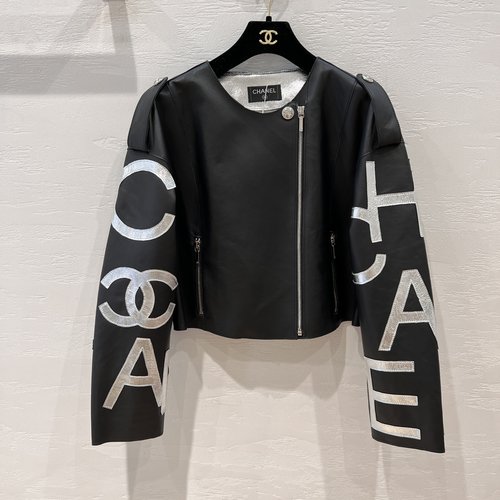 Chanel Heavy-industry Leather Jacket with Futuristic Design and Loose Fit