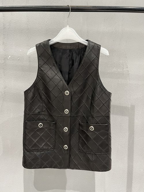 Chanel Handmade Goatskin Vest with Original Buttons and Lining