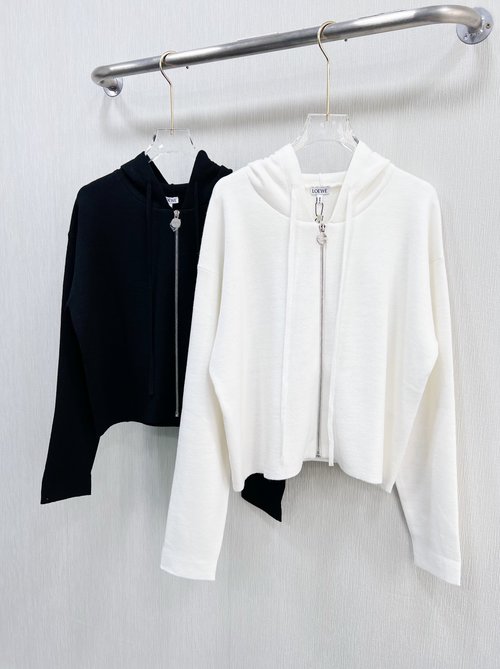 Loewe Wool Zip-up Sweater with Back Relief Letters