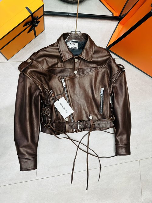 Acne Studios Two-Way Wearable Leather Jacket with Detachable Sleeves