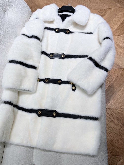 Louis Vuitton High-End Black and White Mink Coat