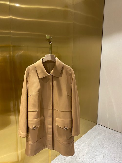 Hermes HE MES Designer Loose - Fit Leather Jacket with Customized YB Leather