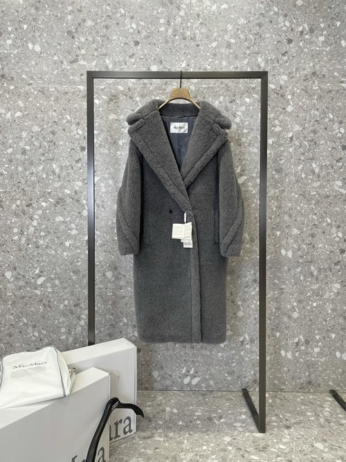 Max Mara Deep Space Gray Alpaca, Wool and Silk Coat