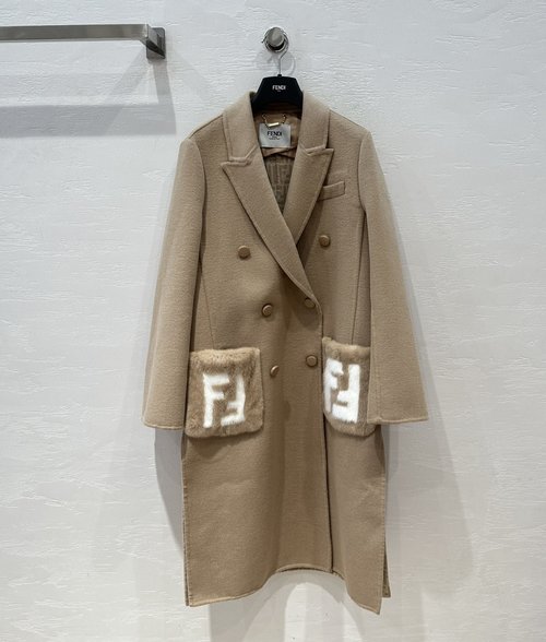 Fendi Handmade Long Coat with Imported Mink and High-Quality Fabric, Slimming Design