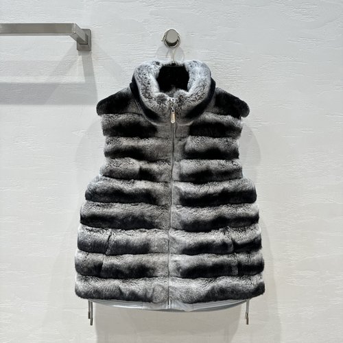 Loro Piana Exclusive Imported Rex Rabbit Hair Collar Goose Down Vest
