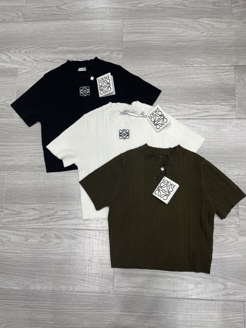 Loewe Embroidered Logo Short Knit Top in Multiple Colors
