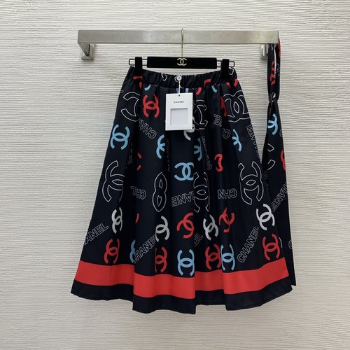 Chanel Custom Small Double C Logo Printed Midi Skirt