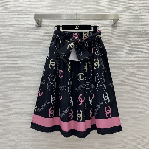 Chanel Custom Small Double C Logo Printed Midi Skirt
