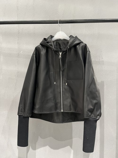 Loewe Wide-style Lambskin Coat with Logo and Distinct Design