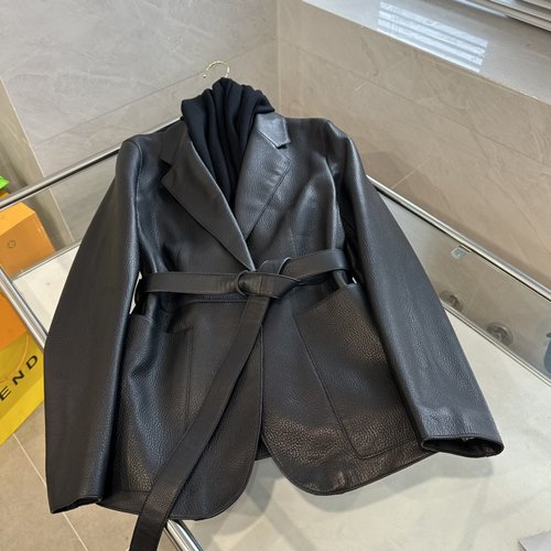 Hermes Exclusive Spring Collection: Leather Blazer with Detachable Scarf by Hermes Hems