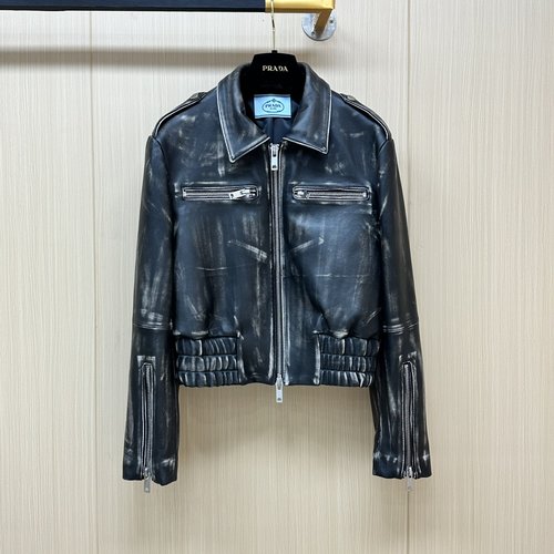 Prada Exclusive Original Elastic Leather Suit with 3D Cutting