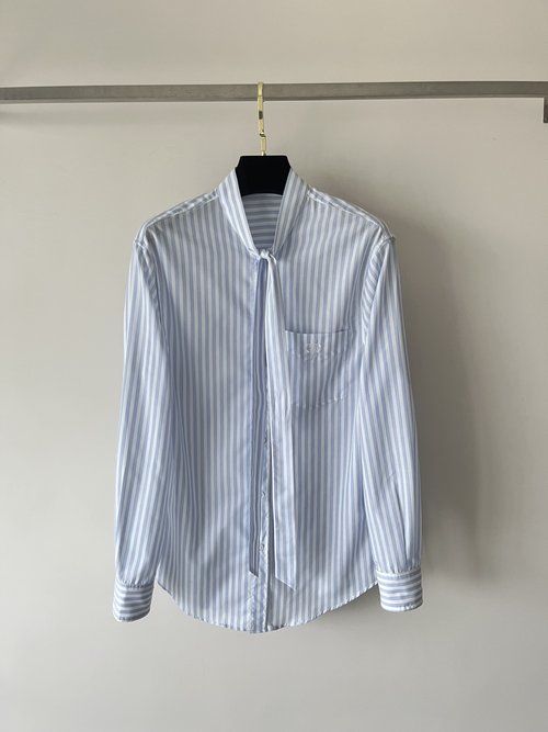 Celine Elegant Tie-shirt with Tassel and Embroidery