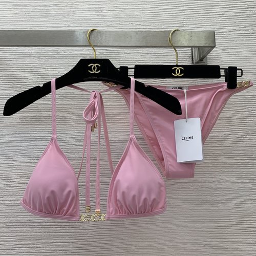 Celine Four-color Bikini Set with Arch Hardware Logo