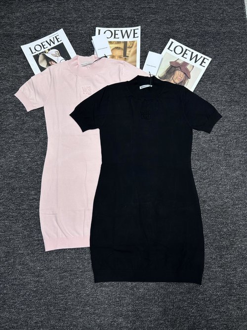 Alexander Wang New Knit Dress: Short-Sleeved with Embossed Design, Graceful