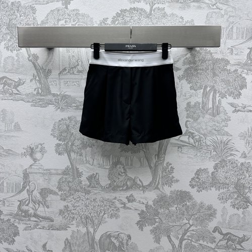 Alexander Wang Imported Wool Blend Shorts with Elastic Tape